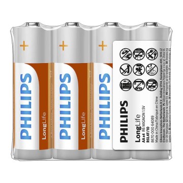 Philips R6L4F/10 - 4 kom cink-hloridnih AA LONGLIFE baterija 1,5V 900mAh