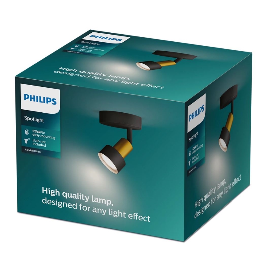 Philips - Reflektorska lampa CONDUIT 1xGU10/5W/230V crno/mesing