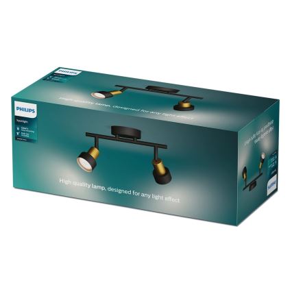 Philips - Reflektorska lampa CONDUIT 2xGU10/5W/230V crno/mesing