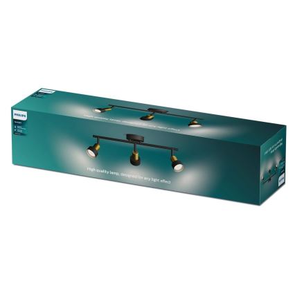 Philips - Reflektorska lampa CONDUIT 3xGU10/5W/230V crno/mesing