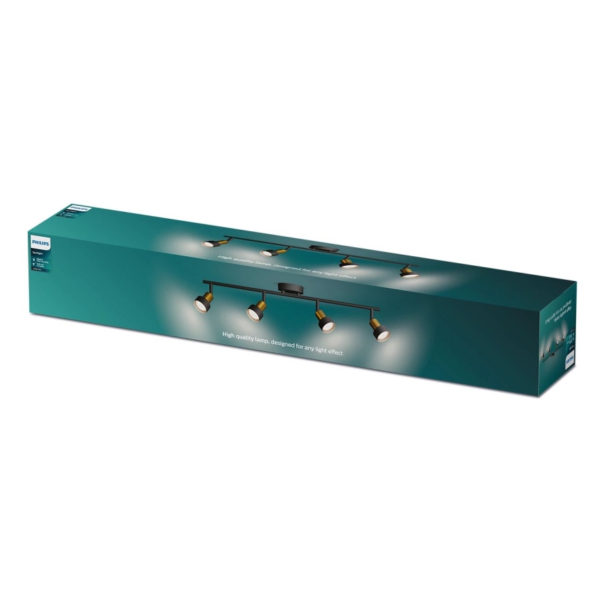 Philips - Reflektorska lampa CONDUIT 4xGU10/5W/230V crno/mesing