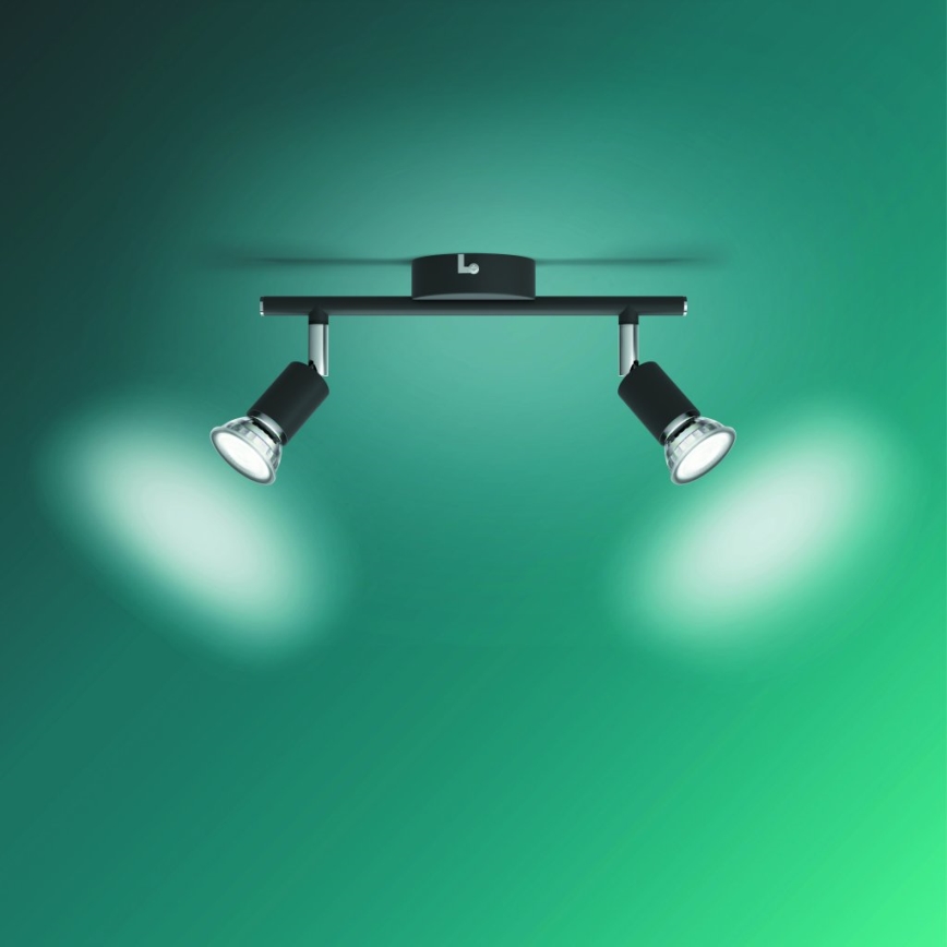 Philips - Reflektorska lampa 2xGU10/50W/230V crno