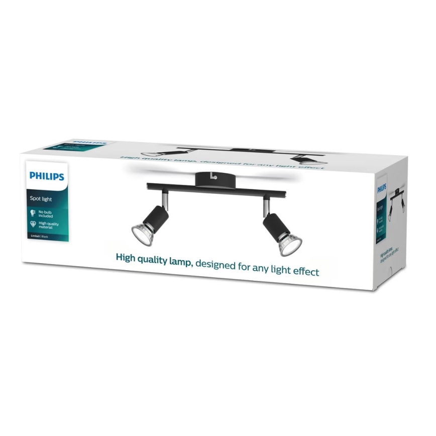 Philips - Reflektorska lampa 2xGU10/50W/230V crno