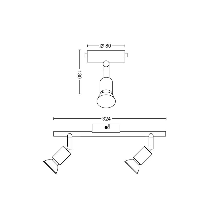 Philips - Reflektorska lampa 2xGU10/50W/230V crno