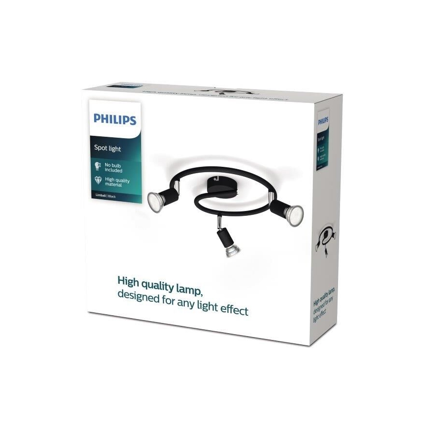 Philips - Reflektorska lampa 3xGU10/50W/230V crno
