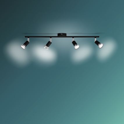 Philips - Reflektorska lampa 4xGU10/50W/230V crno