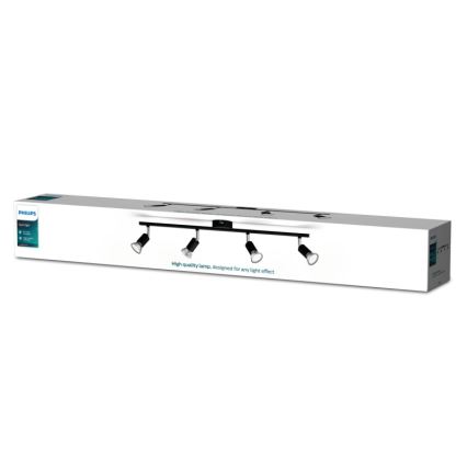 Philips - Reflektorska lampa 4xGU10/50W/230V crno