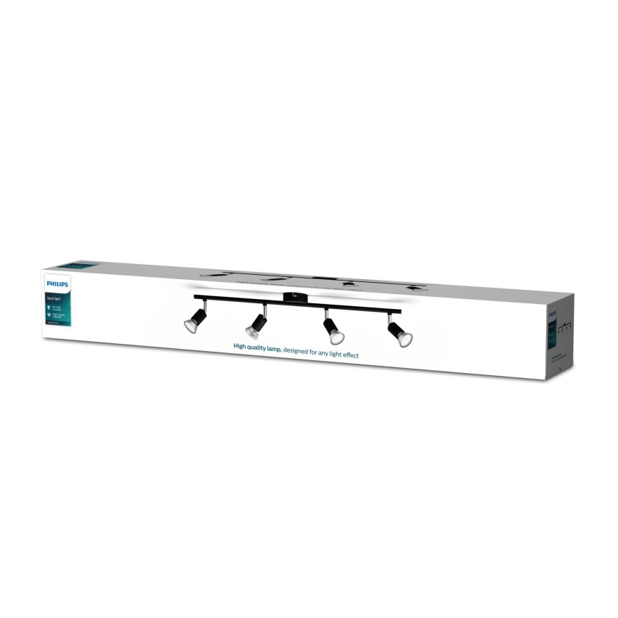Philips - Reflektorska lampa 4xGU10/50W/230V crno