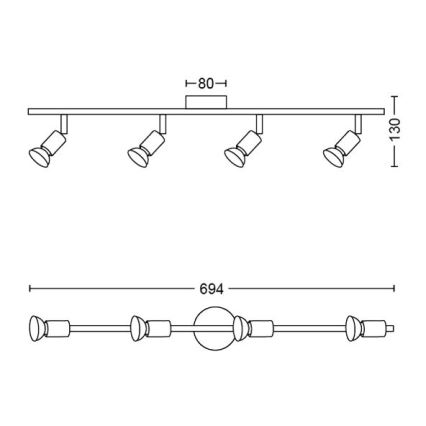 Philips - Reflektorska lampa 4xGU10/50W/230V crno