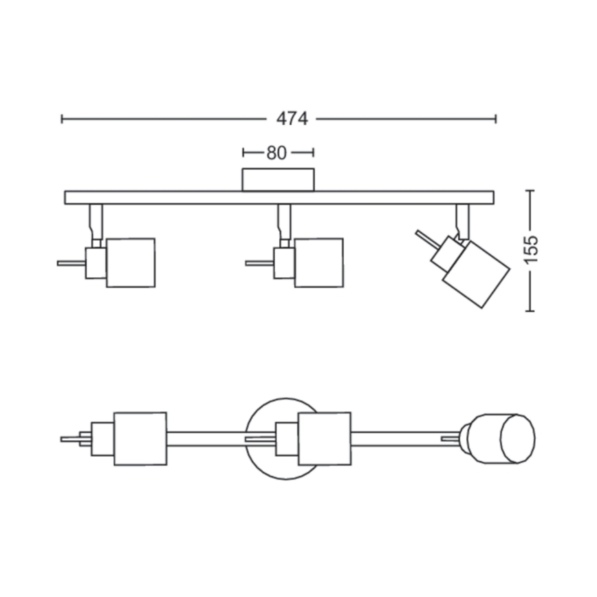 Philips - Reflektorska lampa 3xGU10/35W/230V crno