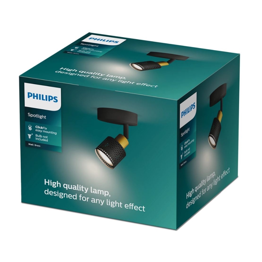 Philips - Reflektorska lampa NIALL 1xGU10/5W/230V crno/mesing