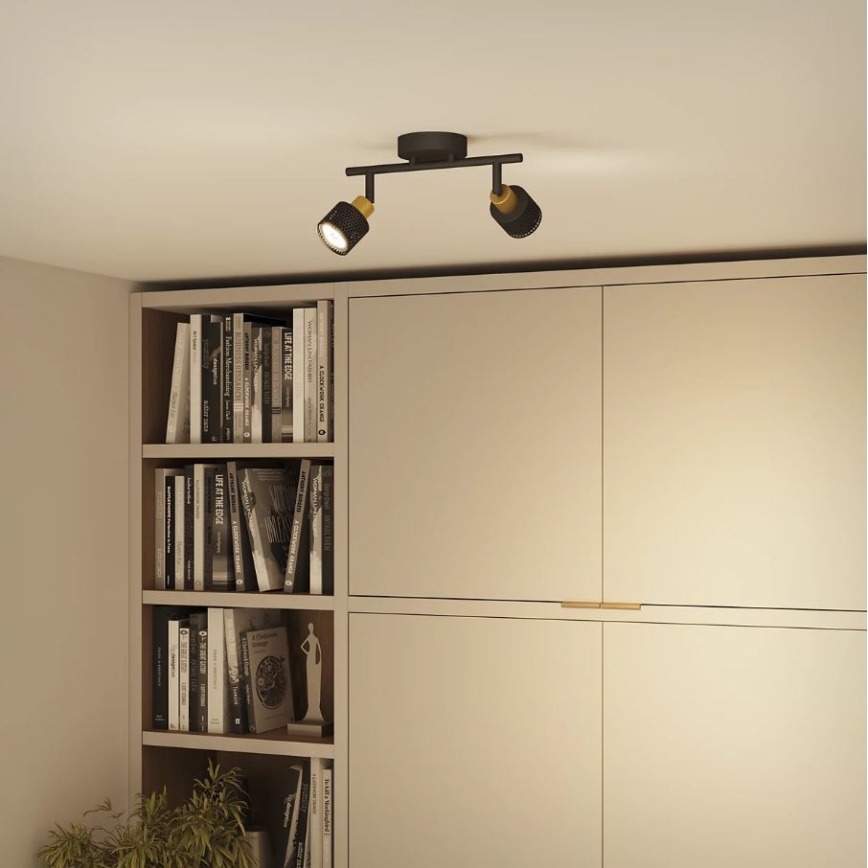 Philips - Reflektorska lampa NIALL 2xGU10/5W/230V crno/mesing