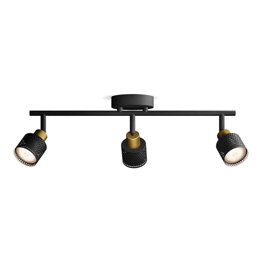 Philips - Reflektorska lampa NIALL 3xGU10/5W/230V crno/mesing