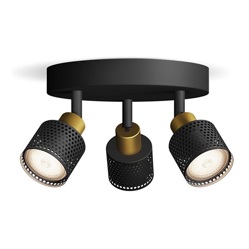 Philips - Reflektorska lampa NIALL 3xGU10/5W/230V crno/mesing
