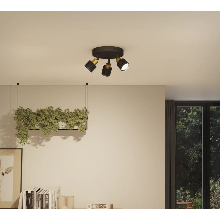 Philips - Reflektorska lampa NIALL 3xGU10/5W/230V crno/mesing