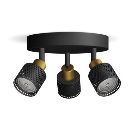 Philips - Reflektorska lampa NIALL 3xGU10/5W/230V crno/mesing