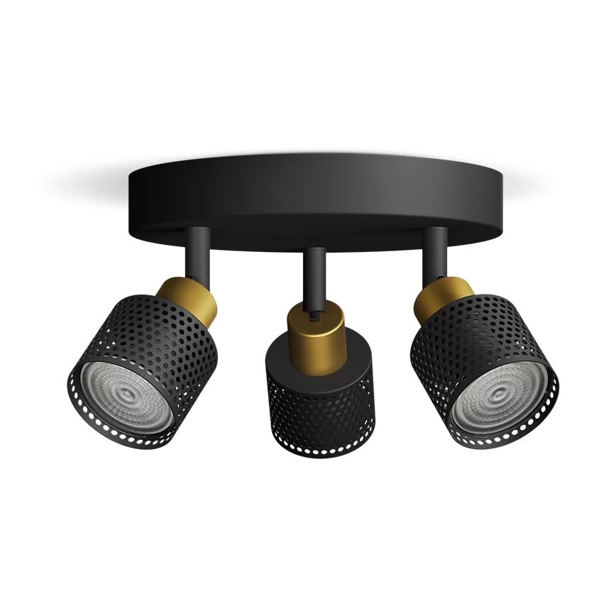 Philips - Reflektorska lampa NIALL 3xGU10/5W/230V crno/mesing