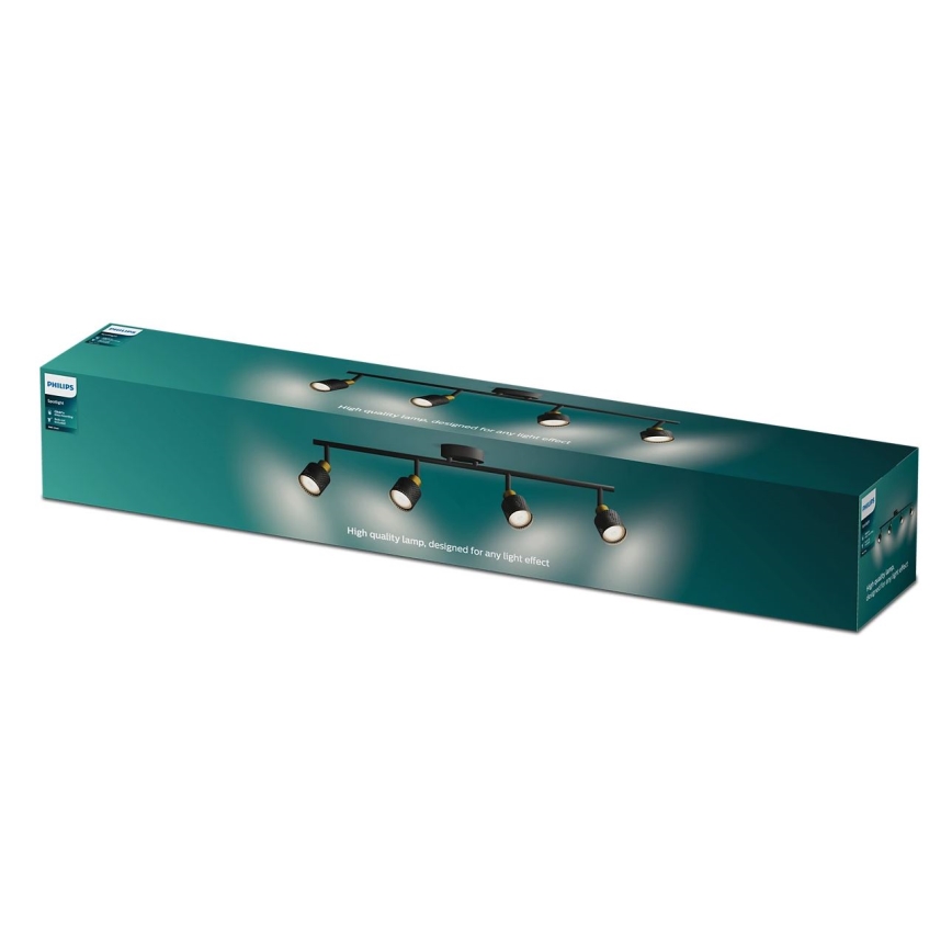 Philips - Reflektorska lampa NIALL 4xGU10/5W/230V crno/mesing
