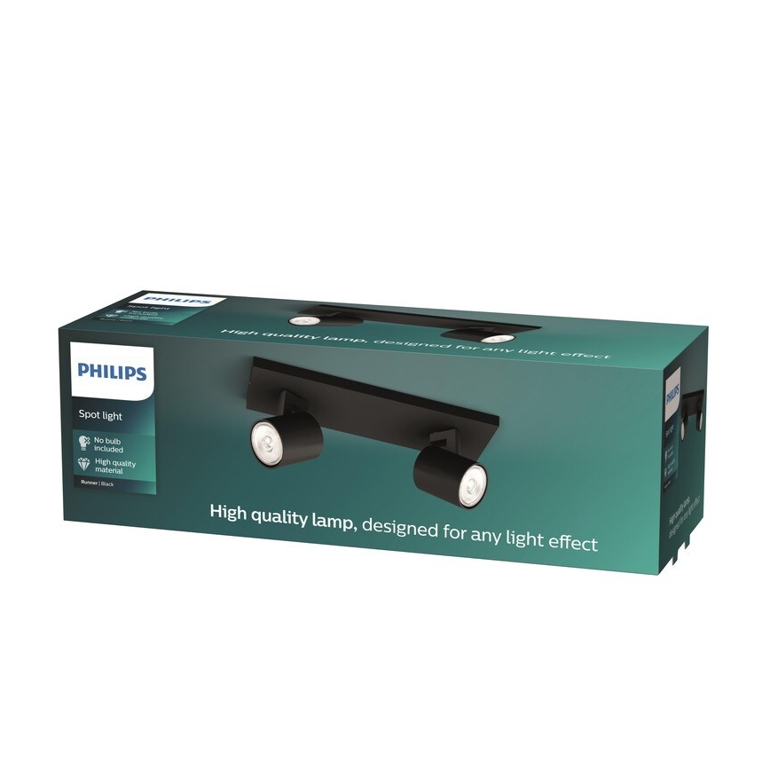 Philips - Reflektorska lampa RUNNER 2xGU10/20W/230V crno