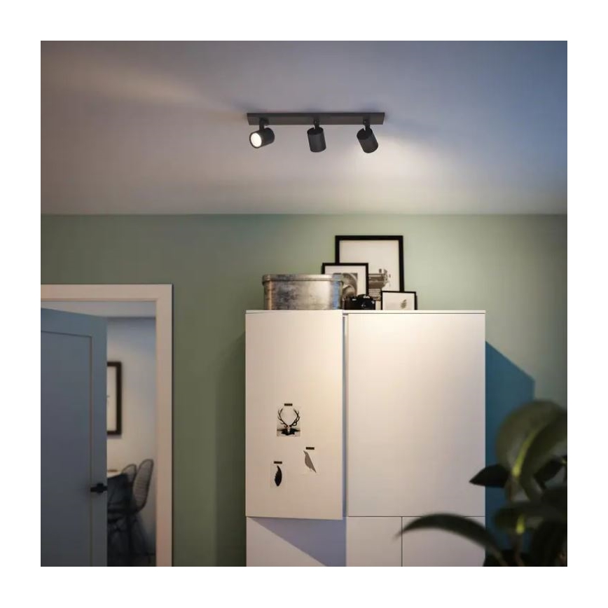 Philips - Reflektorska lampa RUNNER 3xGU10/20W/230V crno