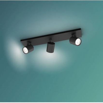 Philips - Reflektorska lampa RUNNER 3xGU10/20W/230V crno