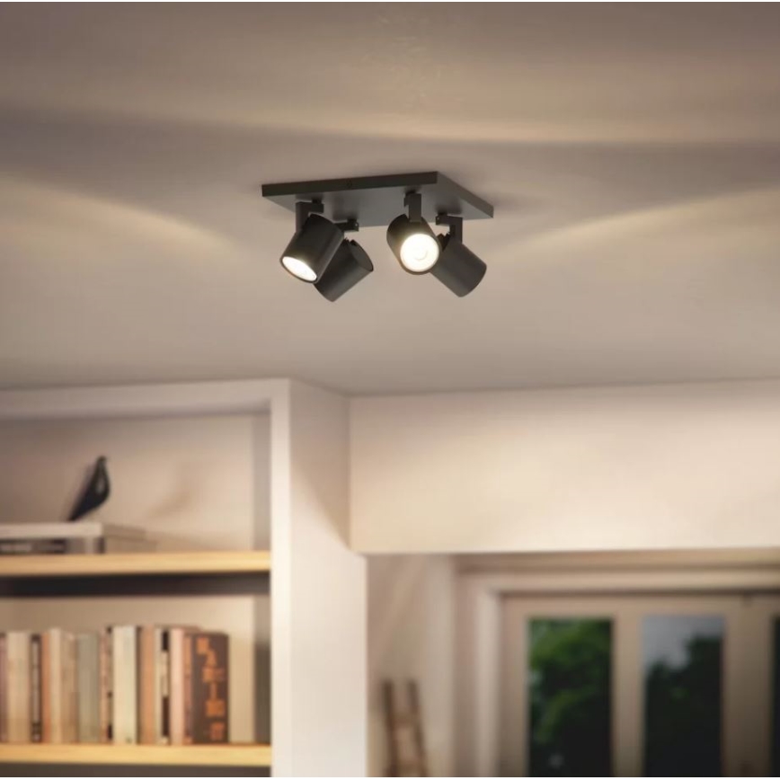 Philips - Reflektorska lampa 4xGU10/20W/230V crno