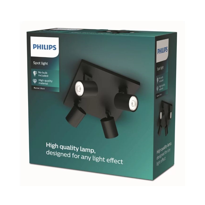 Philips - Reflektorska lampa 4xGU10/20W/230V crno