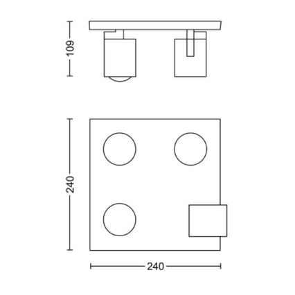 Philips - Reflektorska lampa 4xGU10/20W/230V crno