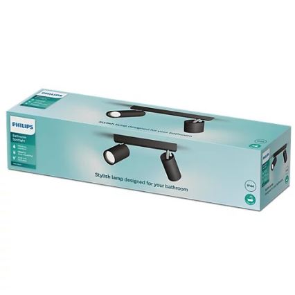 Philips - Reflektorska lampa za kupatilo IDRIS 2xGU10/5W/230V IP44 crno