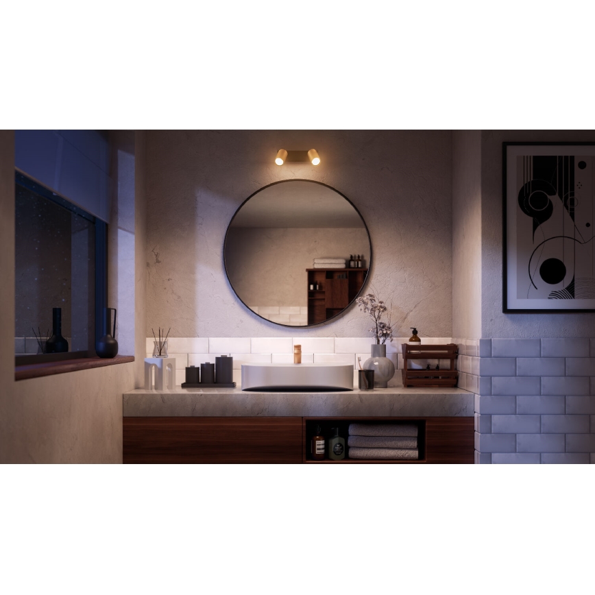 Philips - Reflektorska lampa za kupatilo IDRIS 2xGU10/5W/230V IP44 crno/zlatna