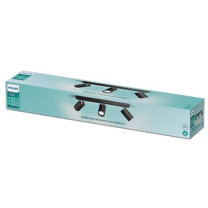 Philips - Reflektorska lampa za kupatilo IDRIS 3xGU10/5W/230V IP44 crno