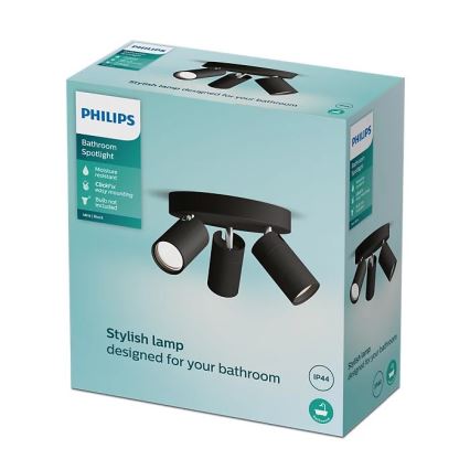 Philips - Reflektorska lampa za kupatilo IDRIS 3xGU10/5W/230V IP44 crno