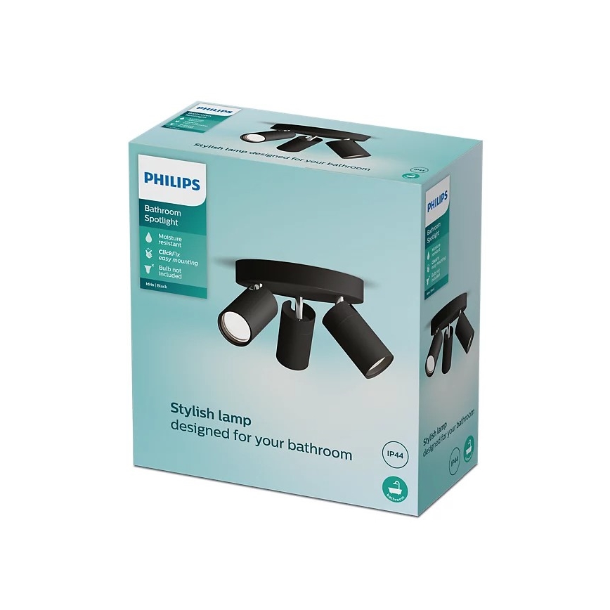 Philips - Reflektorska lampa za kupatilo IDRIS 3xGU10/5W/230V IP44 crno