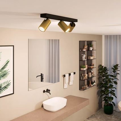 Philips - Reflektorska lampa za kupatilo IDRIS 3xGU10/5W/230V IP44 crno/zlatna