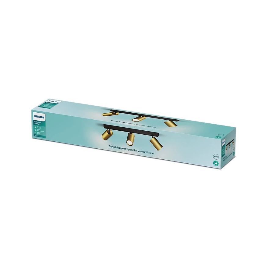 Philips - Reflektorska lampa za kupatilo IDRIS 3xGU10/5W/230V IP44 crno/zlatna