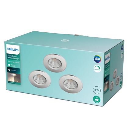 Philips - Set 3x LED Prigušiva lampa za kupatilo DIVE 1xLED/5,5W/230V IP65