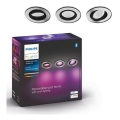 Philips - Set 3x LED RGB Prigušiva ugradbena lampa Hue CENTURA 1xGU10/5,7W/230V 2000-6500K