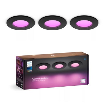 Philips - SET 3x LED RGBW prigušiva kupatilska ugradna svetiljka Hue SLIM LED/8,3W/230V IP44 2000-6500K