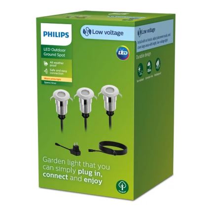 Philips - Set 3x LED Spoljašnje ugradbeno svetlo SPORE LED/1W/24/230V IP67