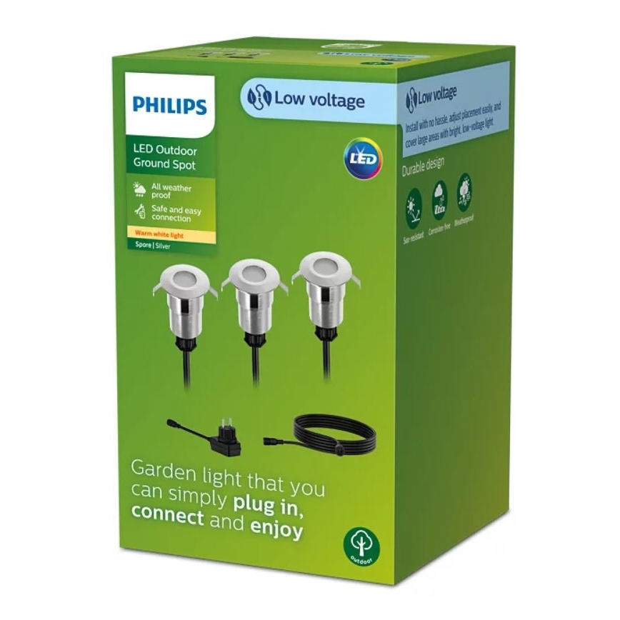 Philips - Set 3x LED Spoljašnje ugradbeno svetlo SPORE LED/1W/24/230V IP67