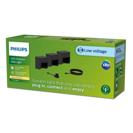 Philips - Set 3x LED Spoljna zidna lampa GRITS LED/1,5W/24/230V IP44