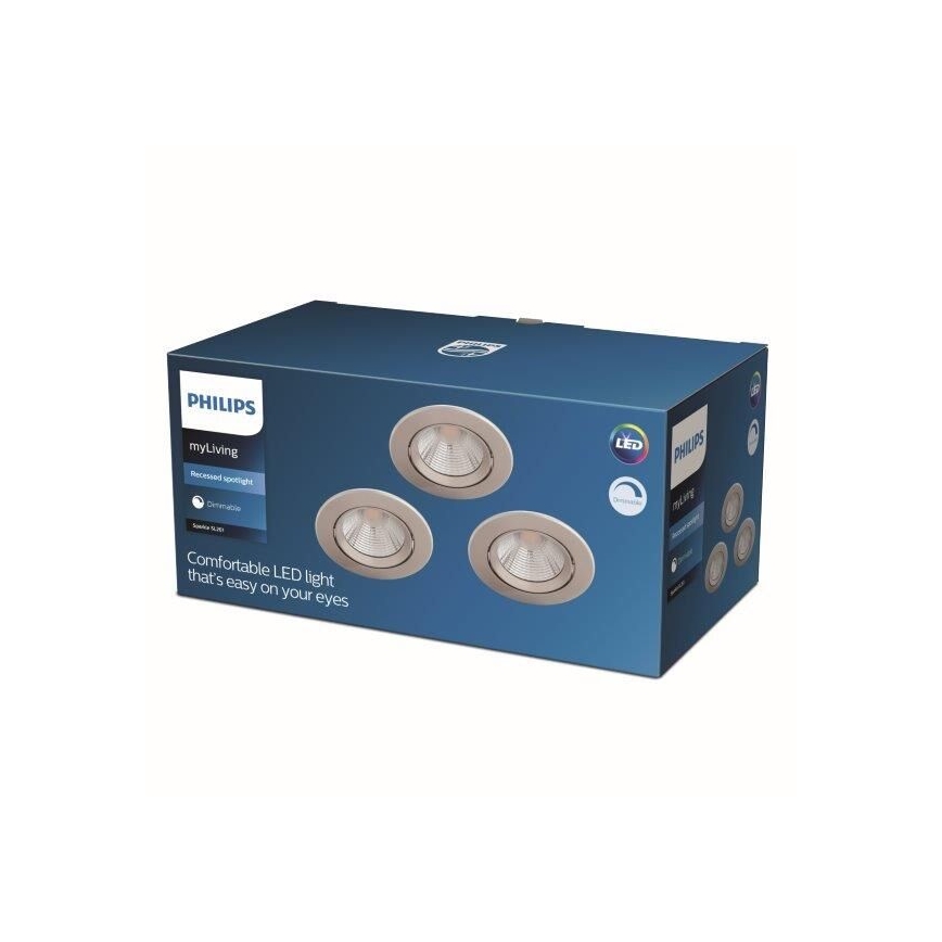 Philips - KOMPLET 3x prigušiva LED ugradna stropna svetiljka LED/5,5W/230V 2700K