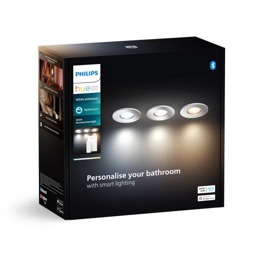 Philips - Komplet 3x LED prigušiva kupatilsko ugradno svetlo Hue ADORE BATHROOM 1xGU10/4,2W/230V 2200-6500K IP44