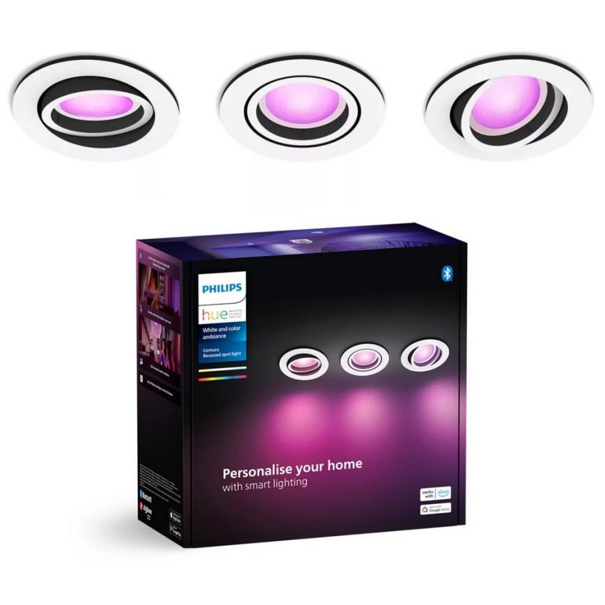 Philips - Set 3xLED RGBW Prigušiva ugradbeni Hue CENTURA 1xGU10/4,2W/230V 2000-6500K