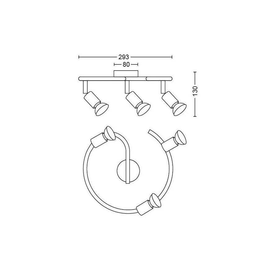 Philips - Spot svetiljka 3xGU10/50W/230V crna