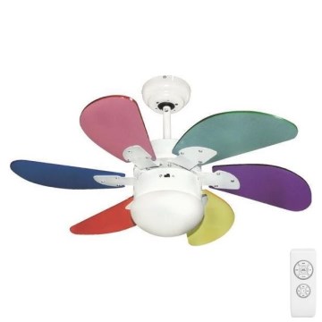 Plaf. vent. 1xE27/70W/230V pr. 90 cm obojen + Daljinski upravljač