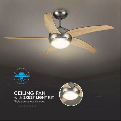 Plaf. vent. 2xE27/20W/230V pr. 132 cm + Daljinski upravljač