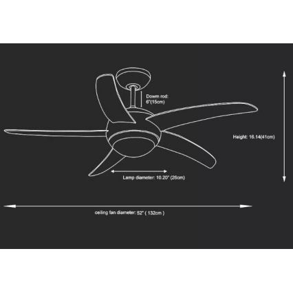 Plaf. vent. 2xE27/20W/230V pr. 132 cm + Daljinski upravljač