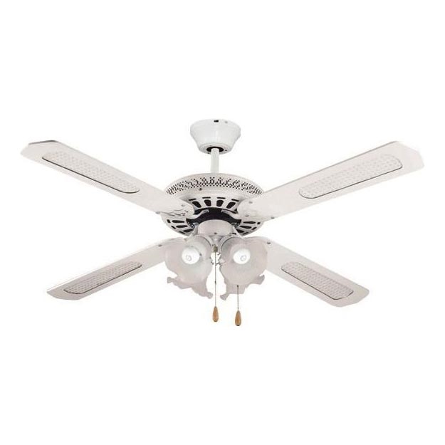Plaf. vent. 4xE27/70W/230V pr. 132 cm bela