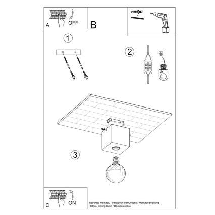 Plafonjera ABEL 1xE27/60W/230V beton